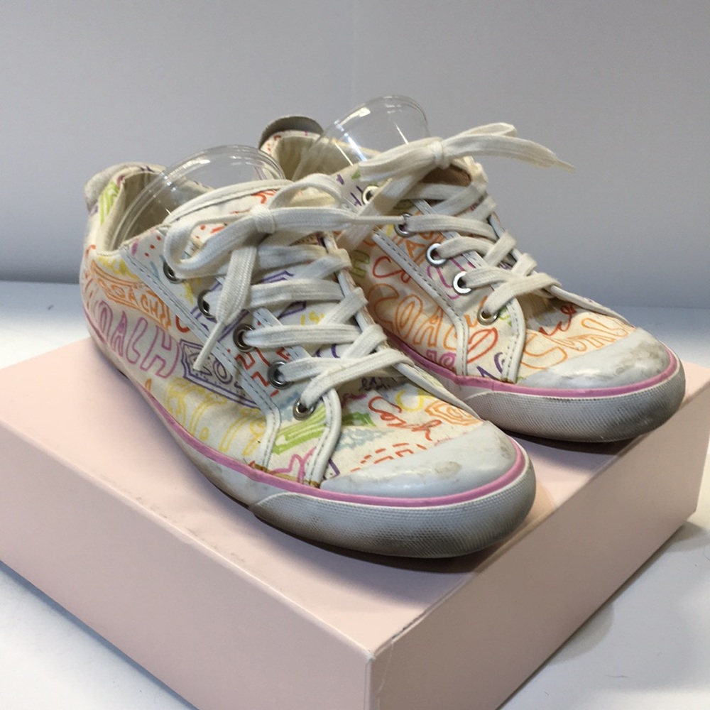 Coach Barrett Scribble White sneaker shoe 8.5